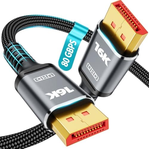 VESA Certified 16K Displayport Cable 2.1, DP 2.1 Cable 10FT-3M [16K@60Hz, 8K@120Hz, 4K@240Hz 165Hz 144Hz] Support 80Gbps HDR, HDCP DSC 1.2a, Compatible FreeSync G-Sync Gaming Monitor 4090 7900xtx - Image 1