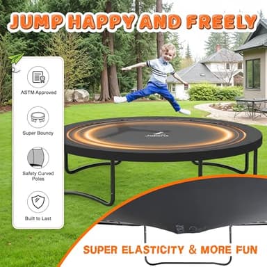 JELENS Trampoline 8FT 10FT 12FT 14FT 16FT, Recreational Trampolines with Enclosure Net and Ladder, Outdoor Anti-Rust Trampolines for Kids and Adults, ASTM Approved - Image 7