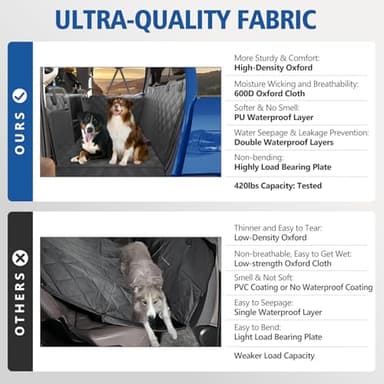 XL Truck Back Seat Extender for Dogs, Dog Seat Cover Back Seat Holds 420lbs, Hard Bottom Pet Seat Covers for Crew Cab Trucks, Dog Hammock for F150, RAM1500, Sierra, Tundra, Silverado, Titan Black - Image 6