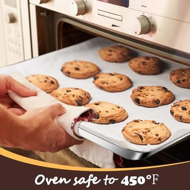Baking Sheet with Racks Set [2 Sheets + 2 Racks], Stainless Steel Baking Sheets with Cooling Racks, Nonstick Pan, Warp Proof & Rust Proof & Easy to Clean, Size 9.3 X 7 X 1 Inch - Image 5