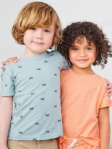 Simple Joys by Carter's Baby Boys' 3-Pack Short-Sleeve Tee Shirts, Dusty Blue/Gold Stripe/Tapestry Blue Stripe, 7 - Image 6