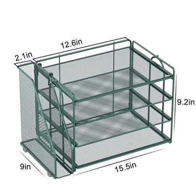 Spacrea Paper Organizer, Desk Organizers and Accessories for Desk with File organizer, Desk Accessories & Workspace Organizers for Catalog & Reference Racks (Dark Green) - Image 5