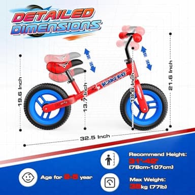 Aetyni Spider Balance Bike 2 3 4 5 Year Old: Toddler Bike with 12 Inch Lighting Wheel No Pedal Outdoor Spider Toys for Boys 2-3 3-4 Birthday Gifts for 2+ Year Old Boy Girl Toddlers Kids - Image 3