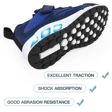 YESKIS Light Up Shoes for Boys Tennis Shoes LED Flashing Lightweight Breathable Mesh Durable Running Walking Sneakers for Little Kid Blue Size 12 - Image 4