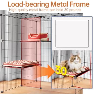 Oneluck 3-Tier Cat Cages Indoor Enclosure DIY Cat Playpen Catio Detachable Metal Wire Kennels Cats Crate Large Extra Exercise Place Ideal for 1 Cat,35.4 Inches - Image 3