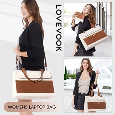 LOVEVOOK Laptop Tote for Women - 15.6 Inch Professional Leather Computer Briefcase with Waterproof Handbag Shoulder Bag Large Capacity Business Teacher Office Crossbody Purse - Image 2
