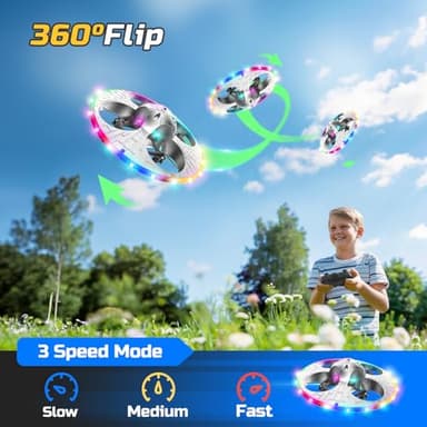 Foam UFO Drone for Kids – RC Plane with Colorful LED Lights, Remote Control Helicopter with Auto Hover, 2 Batteries (15 Mins Flight) - Image 3