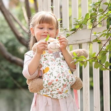 GAGAKU Baby Doll Carrier for Little Girls Toy Baby Carrier for Dolls Baby Doll Accessories for Toddlers Backpack Doll Swing Bassinet - Pink - Pumpkin Plum Blossom - Image 2