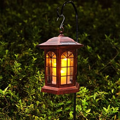 Solar Outdoor Waterproof Hanging Lantern, Yard Decorative Solar Lights PVC Upgrade 3 LED Flickering Flameless Candle Decorative Lights for Garden(Garden Candle) - Image 9