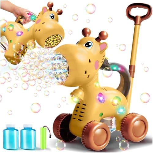 Nicmore Automatic Bubble Machine Toddler Toys: Giraffe Bubble Lawn Mover Outdoor Toy for 1 2 3 4 5 Year Old Boy Girl - Push or Handheld Bubble Maker Blower for Age 1-3 Kids Birthday Gifts - Image 1