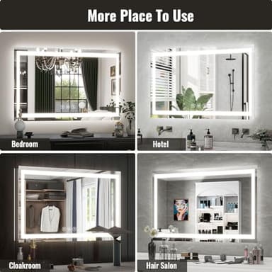 LED Bathroom Mirror, 30x40 Inch White Framed Gradient Front and Backlit Vanity Mirror, Anti-Fog, Dimmable, Wall Mounted Horizontal/Vertical Lighted Mirror,LED Vanity Mirror - Image 7