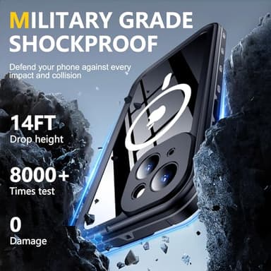 Red2Fire for iPhone 14 Case Waterproof, [Built-in Screen Protector & Camera Protector][Compatible with MagSafe][Full Body Shockproof][IP68 Waterproof][Dustproof] Phone Case 6.1" Black/Clear - Image 3