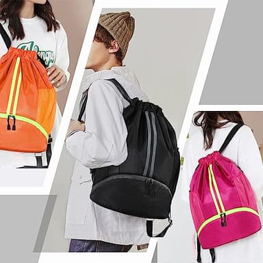 Hoedia Sports Drawstring Backpack - String Swim Gym Bag with Shoes Compartment and Wet Proof Pocket for Women&Men - Image 9