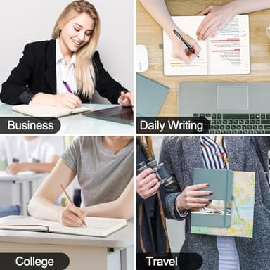 EMSHOI Notebook College Ruled - 256 Numbered Pages, 120 Gsm Thick Paper, A5 Hardcover Leather Lined Journal for Men & Women Work School Journaling Writing Diary 5.7" X 8.3"(GrayBlue) - Image 2