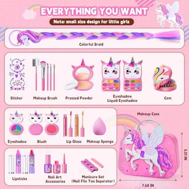 Kids Makeup Kit for Girl - Girls Makeup Kit Toys with Flying Horse Storage Case, Kids Play Makeup Set for Christmas Birthday Gift 3 4 5 6 8 10 11 12+ Years Old - Image 6