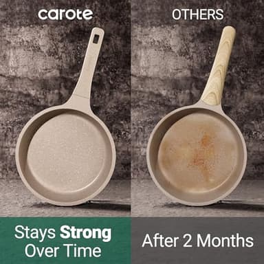 CAROTE 13pcs Pots and Pans Set Non Stick, Taupe Nonstick Cookware Set, Frying pans with lids, Kitchen Essentials Pot and Pan, Induction Cookware - Image 4