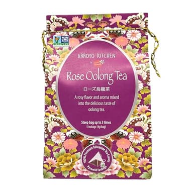 Arroyo Kitchen by Little Jasmine, Non-GMO Rose Oolong Tea Bag, 4 Gr of Premium Taiwanese Whole Tea Leaves and Flowers per Bag, PLA Tea Bag, Brew Hot or Cold - Image 1