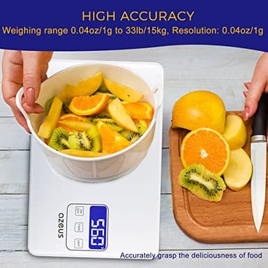 Food Scale with USB Rechargeable, Digital Kitchen Scale with 6 Units, High Precision to 0.04 oz /11lbs Capacity, Weight Range from 3g-5000g - Image 5