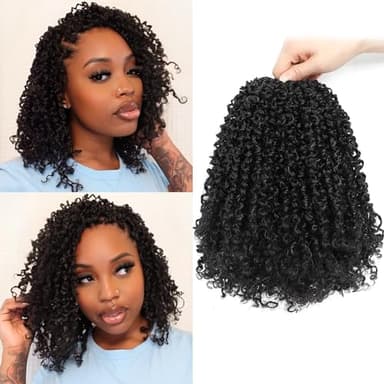 Aksice Pre-looped Yanky Twist Crochet Hair 8 Inch 8 Packs Bohemian Passion Twist Spring Mini Twist Crochet Hair for Black Women Boho Crochet Braids Synthetic (1B#) - Image 7