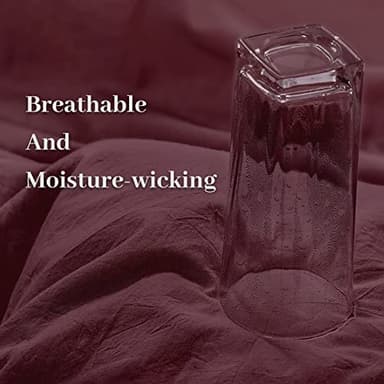 NEXHOME PRO Duvet Cover Set King Size Linen Look Textured Organic Natural 100% Washed Cotton Duvet Cover Burgundy Dark Red 3 Pieces Bedding Set with Zipper, Breathable, Soft (No Comforter) - Image 6