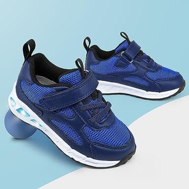 YESKIS Light Up Shoes for Boys Tennis Shoes LED Flashing Lightweight Breathable Mesh Durable Running Walking Sneakers for Little Kid Blue Size 12 - Image 2