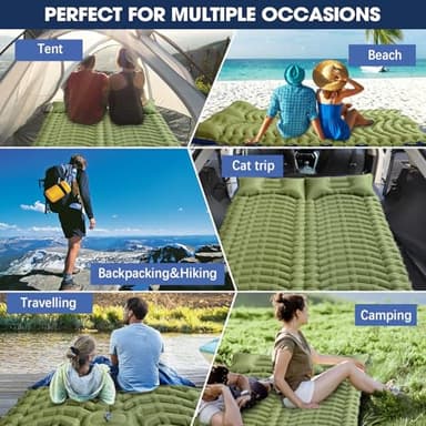 Pretyw Double Sleeping Pad for Camping - Ultralight Camping Mattress with Pillow, Built-in Foot Pump, Compact Inflatable 2-Person Portable Mat for Backpacking, Hiking, Car Traveling, Beach, Tent - Image 6