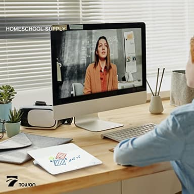 TOWON Small Glass Dry Erase Board, Desk White Board with Standing, Mini Whiteboard Easel Pad Set, Stenography Artifact for Office, Home and School Supplies, 8x6 Inches, White - Image 5