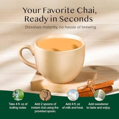 VAHDAM Instant Chai Tea (3oz/85g) - Traditional Masala Chai | Makes 100 Cups | Natural Spices, Zero Calories | Instant Indian Tea - No Steeping | Unsweetened Tea Powder | Free Bamboo Spoon Inside - Image 3