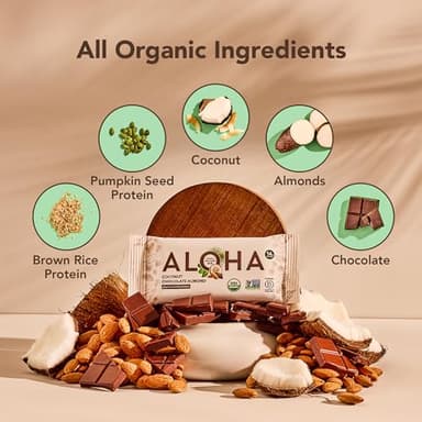 ALOHA Organic Plant Based Protein Bars - Chocolate Coconut Almond, Vegan, Low Sugar, Gluten-Free, Low Carb, Non-GMO, No Stevia, No Erythritol - 12 Count (Pack of 1) - Image 3
