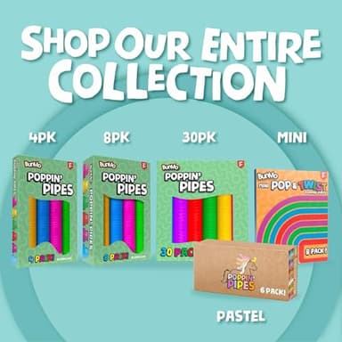 BUNMO Pop Tubes – Large 4-Pack Sensory & Fidget Tubes for Kids 3+ | Stretch, Connect & Pop | Creative STEM Play & Fine-Motor Practice | Vibrant Colors | Non-Mouthable Toy - Image 6