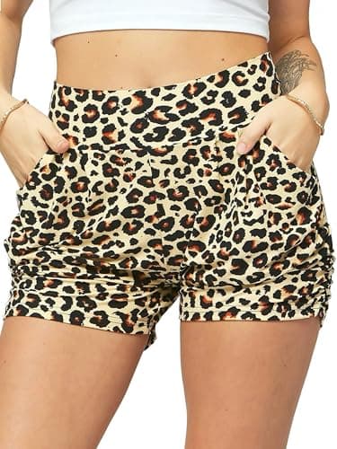 Conceited Shorts for Women High Waisted with Pockets - Casual - Comfy - Lounge - Soft - Spandex - Running Wild - Large - X-Large - Image 1