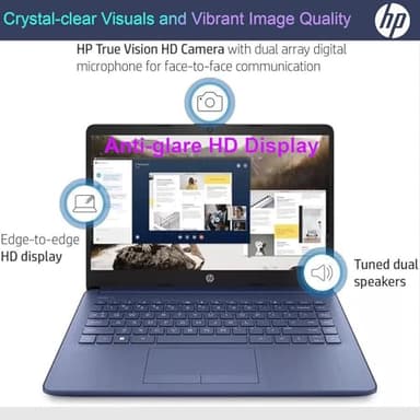 HP New 14" HD Ultra Light Thin Laptop, Quad-Core Intel Celeron Processor, 16GB RAM, 564GB (64GB eMMC+ 500GB Ext Driver), Upto 11 Hours, Windows 11 S + 1 Year Office 365+HubxcelAccessory, Royal Blue - Image 7