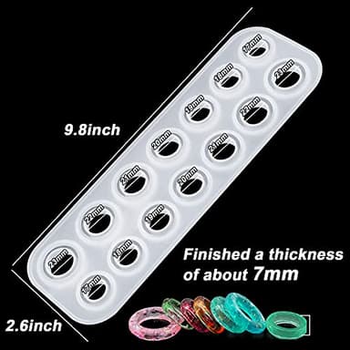 Resin Ring Molds Silicone, Silicone for Epoxy Resin, 14 Sizes with Round and Rhombic Faces Making Rings, Earrings, Pendants, Crafts Christmas Gifts - Image 6