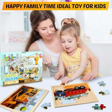 Wooden Vehicle Puzzles for Kids Age 3 4 5 Year Old, 4 Pack 24 Pcs Montessori Toddler Jigsaw Puzzles for Girl boy Activities Preschool Learning Educational Birthday Gift Travel Autistic Wooden Toys - Image 7