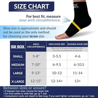 SB SOX Plantar Fasciitis Relief Socks – Ankle Brace Compression Sleeve – Arch Support for Foot Pain, Swelling, Heel Spurs – Foot Brace for Achilles Tendonitis Relief, Injury Recovery (Black, Medium) - Image 4