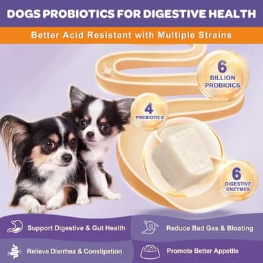 NATURE TARGET Probiotics for Dogs, 6 Billion Freeze Dried Dog Probiotics with Prebiotics & Enzymes, Vitamins, Omega 3, for Digestive & Gut Health, Itch Relief, Reduce Diarrhea, 120 Bites - Image 2