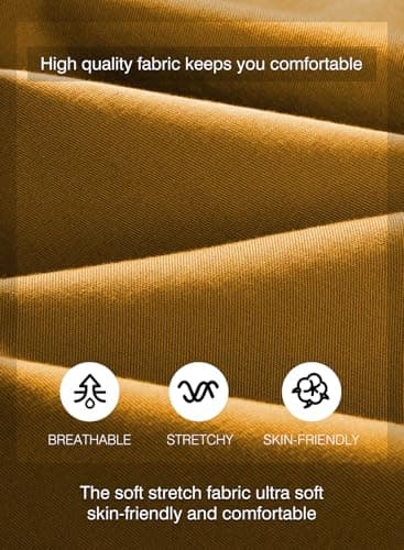 JMIERR Mens Casual Joggers Pants - Cotton Drawstring Chino Cargo Pants Twill Track Jogging Sweatpants Travel Essentials with Pockets, M, Yellow - Image 4