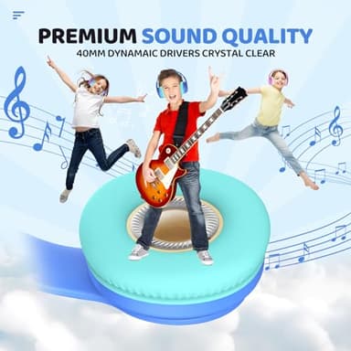 JoySpark Kids Bluetooth Headphones, Lightweight Wireless Headphones for Kids, 85/94dB Volume Limited, 60 Hours Playtime, Bluetooth 5.3, Over-Ear Toddler Headsets with Built-in Mic-Blue - Image 7