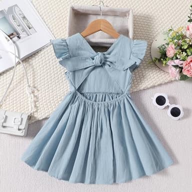 Kionio Baby Girl Toddler Dress Girls Summer Dresses Cotton Sleeveless Halter Tie Back Kid Ruffle Sundress Casual Party Beach - Image 2