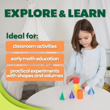Skoolzy 7 Pcs 3D Shapes for Teaching and Math Manipulatives - Geometric Shapes and Geometric Solids, Math Teacher Supplies, Shapes for Math Manipulatives Kindergarten, 3D Shapes for Geometry Games - Image 7