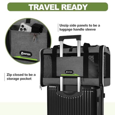 GAPZER Cat Carrier 18x11x11 Top Load Soft Pet Travel Bag Over 15 lbs, Collapsible Small Dog Puppy Crate 10 Pounds, Small Animal Rabbit Kennel Carrying Case, Kitten Mesh Cage Medium Cat Under 25 Grey - Image 5