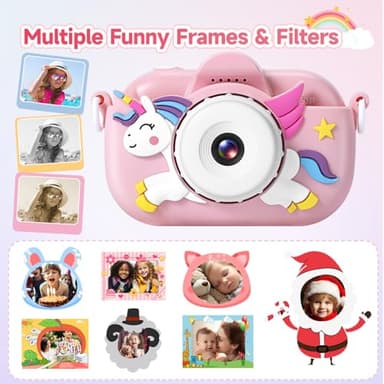 ZUODUN Kids Camera Toys for Girls Age 3-8, Kids Digital Camera Toddler Camera for 3 4 5 6 7 8 Years Old Birthday Gifts, 1080P Video Cameras with Cute Protective Cover & 32GB SD Card - Image 4