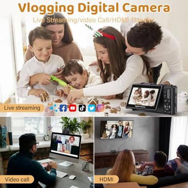 5K Digital Camera for Photography - WiFi 75MP Vlogging Cameras for YouTube - UHD Autofocus Video Camera 3" 180° Flip Screen with 18X Zoom - Compact Vlog Travel Camara with 32GB SD Card, 2 Batteries - Image 10