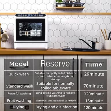 Dishwasher Tabletop dishwasher Portable Small fully automatic dishwasher with four wash modes plus drying and sterilizing modes Can be connected to the tap and filled manually - Image 5