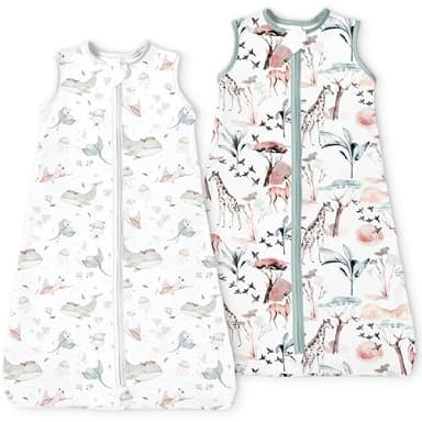 TOTBASIC Toddler Sleep Sack 2t-3t-4t, 0.5 TOG Stretchy Summer Baby Wearable Blanket with 2-Way Safe Zippers, Cozy Soft Sleeveless Sleeping Bag for Babies 24-36-48 Months, 2-Pack - Image 1