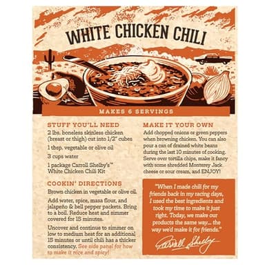 Carroll Shelby's Original Texas Brand White Chicken Chili Kit 3oz Box (Pack of 8) - Image 3