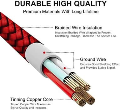 etguuds 4ft USB A to USB C Cable 3A Fast Charging, 2-Pack USB A to USB Type C Charger Cord for iPhone 16 15 Pro/Pro Max/Plus, for Samsung Galaxy S24 S23 S22 S21 S20 S10 A55 A54 Flip Note, Moto, Red - Image 3