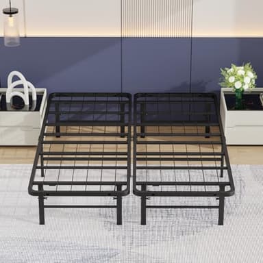 Queen Bed Frame Metal Platform Bed Frame Queen Size 14 Inch Mattress Foundation Box Spring Replacement Heavy Duty Steel Slat Noise-Free Easy Assembly,Black - Image 4