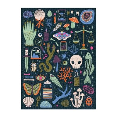 Galison Occult and Curious – 1000 Piece Glow in The Dark Jigsaw Puzzle Featuring an Eerie Collection of Creepy and Spooky Objects - Image 5