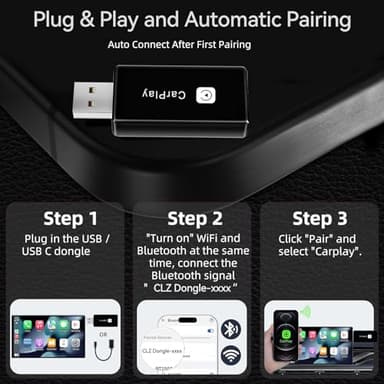 Wireless CarPlay Adapter, Converts Wired to Carplay Wireless Adapter for iPhone, Plug and Play-Seamless Fast Response Stable Bluetooth Connection CarPlay for Apple iPhone iOS 10+ and Cars (0.9*2.34″) - Image 6